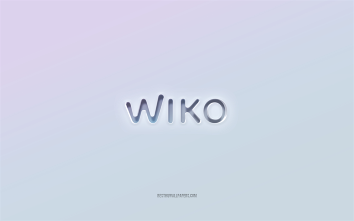 Logo Wiko, texte 3D d&#233;coup&#233;, fond blanc, logo Wiko 3d, embl&#232;me Wiko, Wiko, logo en relief, embl&#232;me Wiko 3d