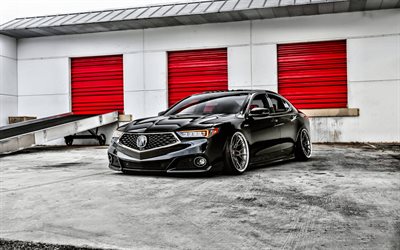 Acura TLX, exterior, front view, Acura TLX tuning, black Acura TLX, Japanese cars, Acura