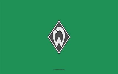 SV Werder Bremen, green background, German football team, SV Werder Bremen emblem, Bundesliga 2, Germany, football, SV Werder Bremen logo