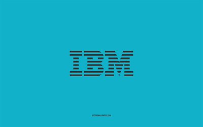 IBM-logo, vaaleansininen tausta, tyylik&#228;s taide, tuotemerkit, tunnus, IBM, vaaleansininen paperirakenne, IBM-tunnus