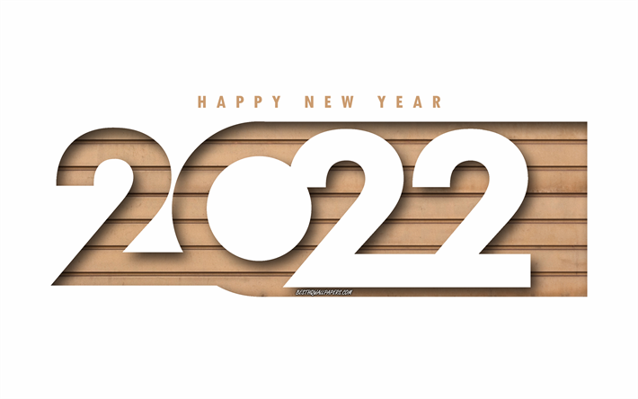 Felice anno nuovo 2022, sfondo bianco, numeri in legno, anno nuovo 2022, concetti 2022, biglietto di auguri 2022