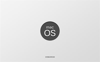 MacOS logo viola, 4k, minimalista, sfondo bianco, mac, OS, logo macOS, emblema macOS