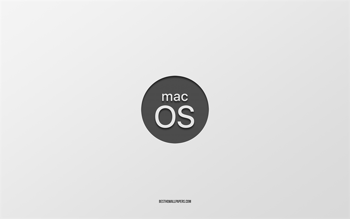 MacOS purple logo, 4k, minimalist, white background, mac, OS, macOS logo, macOS emblem