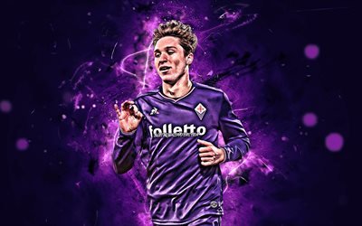 Federico Kyrkan, italienska fotbollsspelare, Fiorentina FC, m&#229;l, fotboll, Serie A, Kyrkan, neon lights, Italien, abstrakt konst