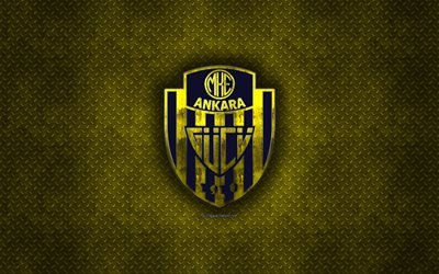Ankaragucu, Turkish football club, yellow metal texture, metal logo, emblem, Ankara, Turkey, Super Lig, creative art, football, MKE Ankaragucu