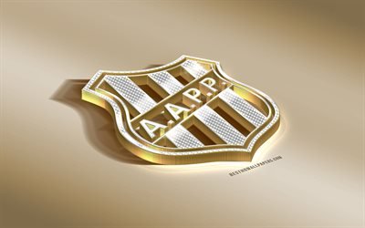 Ponte Preta, Brazilian football club, golden silver logo, Campinas, Brazil, Serie B, 3d golden emblem, creative 3d art, football, Associacao Atletica Ponte Preta