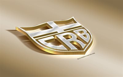 CRB, Clube de Regatas Brasil, Brazilian football club, golden silver logo, Maceio, Brazil, Serie B, 3d golden emblem, creative 3d art, football