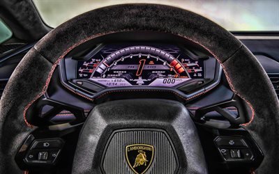 4k, Lamborghini Huracan interior, 2019 cars, supercars, dashboard, japanese cars, Lamborghini Huracan, luxury cars, Lamborghini