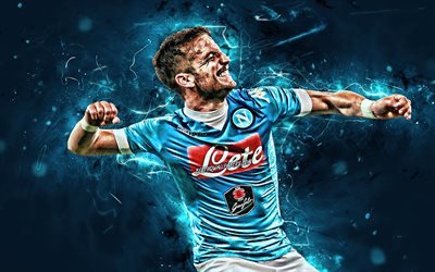 Dries Mertens, belgisk fotbollsspelare, Napoli FC, m&#229;l, fotboll, Serie A, Mertens, abstrakt konst, neon lights, kreativa, Italien
