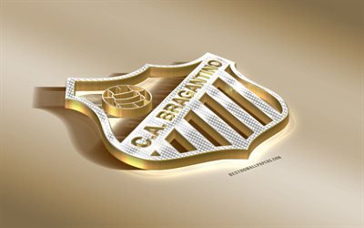 Clube أتلتيكو Bragantino, البرازيلي لكرة القدم, الذهبي الفضي شعار, براغانكا باوليستا, البرازيل, دوري الدرجة الثانية, 3d golden شعار, الإبداعية الفن 3d, كرة القدم