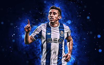 4k, Hector Herrera, joy, Porto FC, Primeira Liga, mexican footballers, Hector Miguel Herrera, football, neon lights, soccer, Portugal