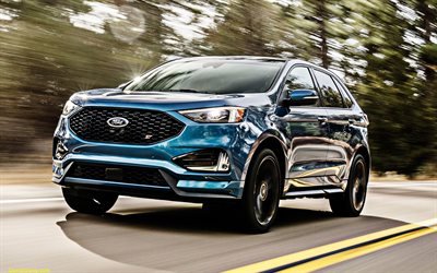2019, Ford Edge, bl&#229; SUV, nya bl&#229; Kant, amerikanska bilar, exteri&#246;r, Kanten ST, EcoBoost, Ford