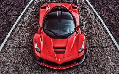 4k, Ferrari LaFerrari, vista de cima, 2018 carros, HDR, F150, supercarros, vermelho LaFerrari, Ferrari