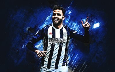 Hal Robson-Kanu, blue stone, West Bromwich Albion FC, Welsh footballers, soccer, Robson-Kanu, Championship, grunge