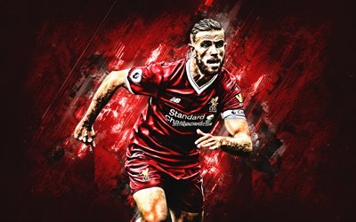 Jordan Henderson, red stone, Liverpool FC, english footballers, LFC, abstract art, England, Henderson, Premier League, soccer, neon lights