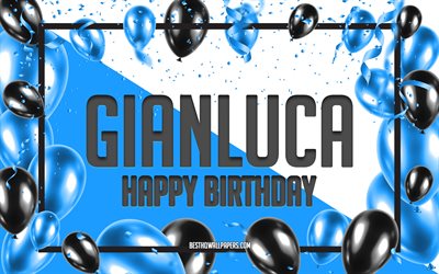 Happy Birthday Gianluca, Birthday Balloons Background, Gianluca, wallpapers with names, Gianluca Happy Birthday, Blue Balloons Birthday Background, Gianluca Birthday