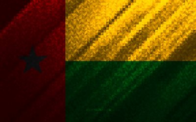 Bandera de Guinea-Bissau, abstracci&#243;n multicolor, bandera de mosaico de Guinea-Bissau, Guinea-Bissau, arte de mosaico, bandera de Guinea-Bissau