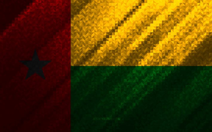 Drapeau de Guin&#233;e-Bissau, abstraction multicolore, drapeau mosa&#239;que Guin&#233;e-Bissau, Guin&#233;e-Bissau, art mosa&#239;que, drapeau guin&#233;e-bissau
