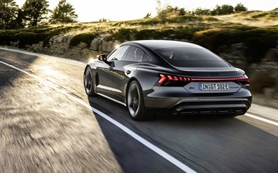 2022年, アウディ RS E-トロン GT, 4k, 背面, 外側, 高級電気スポーツカー, 新しい灰色のRS E-トロンGT, ドイツの電気自動車, アウディ