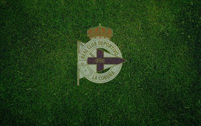 Deportivo FC, logo, grass, Deportivo La Coruna, La Liga