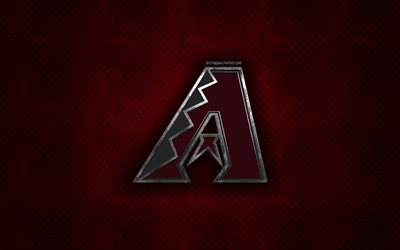 Arizona Diamondbacks, American baseball club, red metal texture, metal logo, emblem, MLB, Phoenix, Arizona, USA, Major League Baseball, creative art, baseball