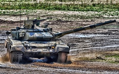 El T-90, campo de tiro, tanques, HDR, ruso MBT, del Ej&#233;rcito ruso, arena de camuflaje, el T-90 ruso Vladimir, veh&#237;culos blindados