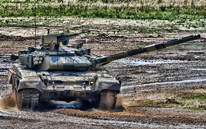 T-90, de tir, de tanks, HDR, russe MBT, l&#39;Arm&#233;e russe, de sable, camouflage, T-90 de Vladimir, de v&#233;hicules blind&#233;s
