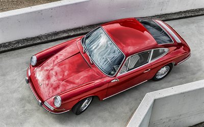 Porsche 911, parking, 1964 cars, retro cars, red Porsche 911, german cars, 1964 Porsche 911, HDR, Porsche