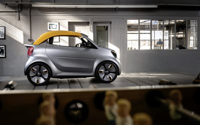 Smart Forease, 2019, side view, electric car, new silver Smart, convertible, Geneva Motor Show, Smart EQ, Daimler AG