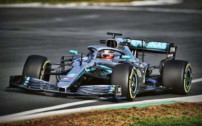 Lewis Hamilton, 4k, Mercedes W10 F1, raceway, 2019 F1, Formula 1, la Mercedes-AMG Petronas Motorsport, F1 2019, nuovo W10, F1, F1 W10 EQ Power