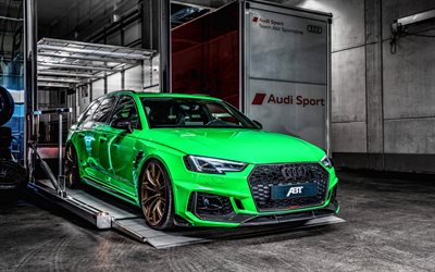 ABT, tuning, Audi RS4 Avant, 2019 cars, 4k, tunned RS4, 2019 Audi RS4, german cars, lime rs4, Audi