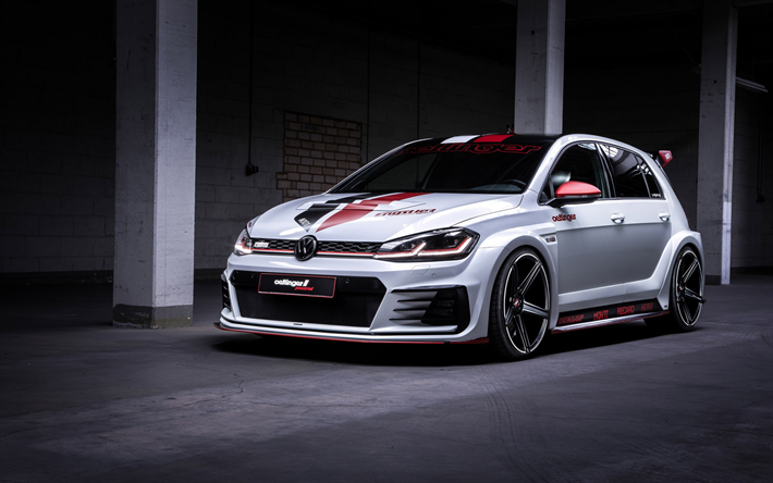 Download wallpapers Volkswagen Golf GTI TCR, 2019, Oettinger, white ...