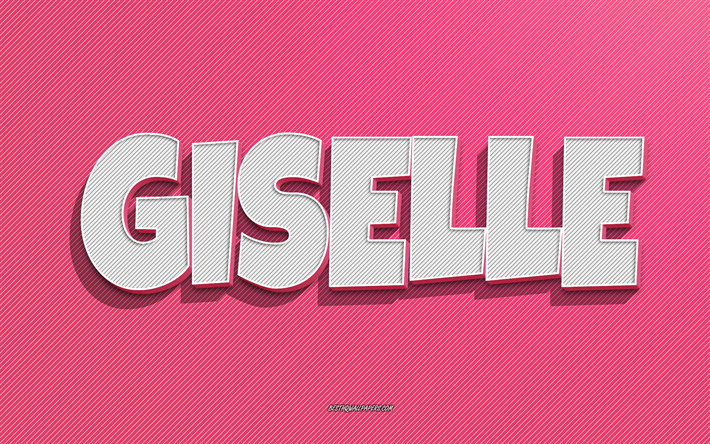 giselle, fundo de linhas rosa, pap&#233;is de parede com nomes, nome giselle, nomes femininos, cart&#227;o giselle, arte de linha, foto com nome giselle