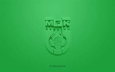 MFK Karvina, creative 3D logo, green background, Czech First League, 3d emblem, Czech football club, Karvina, Czech Republic, 3d art, football, MFK Karvina 3d logo