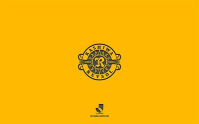 kashiwa reysol, sfondo giallo, squadra di calcio giapponese, emblema kashiwa reysol, j1 league, giappone, calcio, logo kashiwa reysol