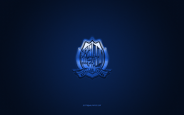 kataller toyama, japon&#234;s clube de futebol, logotipo azul, azul fibra de carbono de fundo, j3 league, futebol, toyama, jap&#227;o, kataller toyama logo