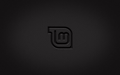 logo carbone linux mint mate, 4k, art grunge, fond carbone, cr&#233;atif, logo noir linux mint mate, linux, logo linux mint mate, linux mint mate