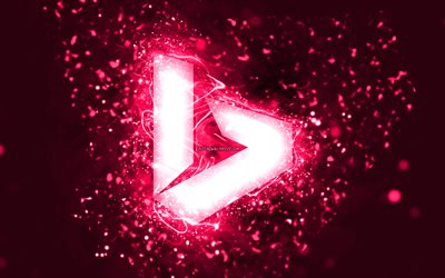 bing vaaleanpunainen logo, 4k, vaaleanpunaiset neonvalot, luova, vaaleanpunainen abstrakti tausta, bing-logo, hakuj&#228;rjestelm&#228;, bing