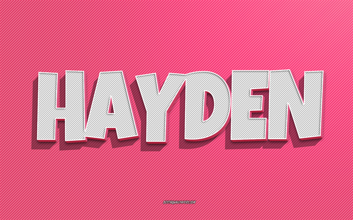 Hayden, pink lines background, wallpapers with names, Hayden name, female names, Hayden greeting card, line art, picture with Hayden name