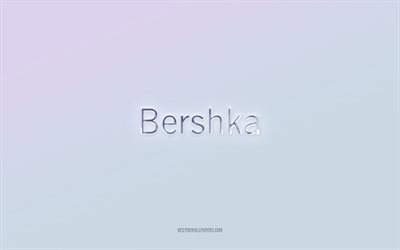 bershka-logo, ausgeschnittener 3d-text, wei&#223;er hintergrund, bershka 3d-logo, bershka-emblem, bershka, gepr&#228;gtes logo, bershka 3d-emblem