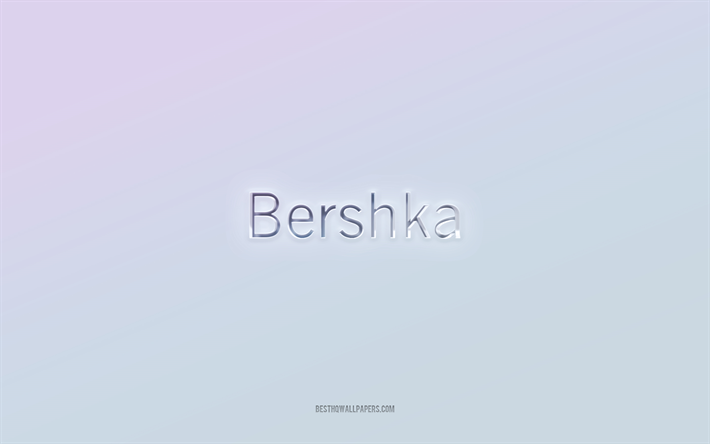 bershka-logo, leikattu 3d-teksti, valkoinen tausta, bershka 3d -logo, bershka-tunnus, bershka, kohokuvioitu logo, bershka 3d -tunnus