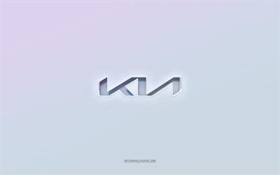 شعار كيا, قطع نص ثلاثي الأبعاد, خلفية بيضاء, شعار كيا 3d, كيا, شعار منقوش