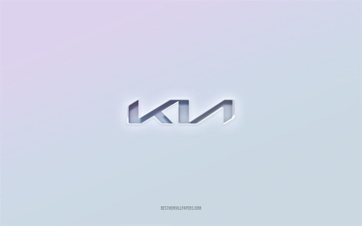 Kia logo, cut out 3d text, white background, Kia 3d logo, Kia emblem, Kia, embossed logo, Kia 3d emblem