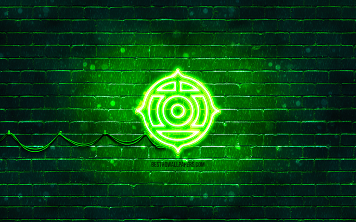 hitachi yeşil logo, 4k, yeşil brickwall, hitachi logo, markalar, hitachi neon logo, hitachi