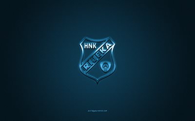 hnk rijeka, kroatischer fußballverein, blaues logo, blauer kohlefaserhintergrund, prva hnl, fußball, rijeka, kroatien, hnk rijeka-logo