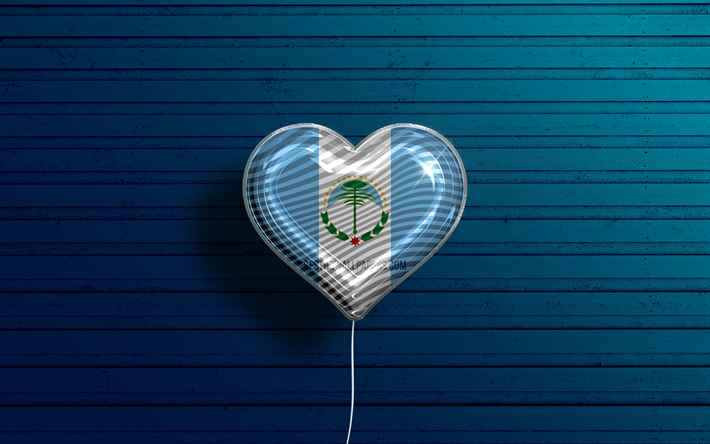 I Love Neuquen, 4k, realistic balloons, blue wooden background, Day of Neuquen, Argentine provinces, flag of Neuquen, Argentina, balloon with flag, Provinces of Argentina, Neuquen flag, Neuquen