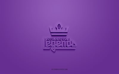 Atlanta Legends, creative 3D logo, purple background, AAF, 3d emblem, Alliance of American Football, American football club, USA, 3d art, American football, Atlanta Legends 3d logo