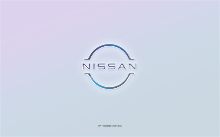Nissan logo, cut out 3d text, white background, Nissan 3d logo, Nissan emblem, Nissan, embossed logo, Nissan 3d emblem