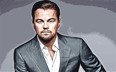Leonardo DiCaprio, 4k, vector art, Leonardo DiCaprio drawing, creative art, Leonardo DiCaprio art, vector drawing, American actor, Leonardo DiCaprio portrait