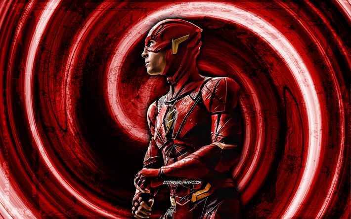 Download wallpapers 4k, The Flash, red grunge background, Justice League,  Barry Allen, superheroes, DC Comics, vortex, The Flash 4K, creative, Flash, The  Flash Justice League for desktop free. Pictures for desktop free